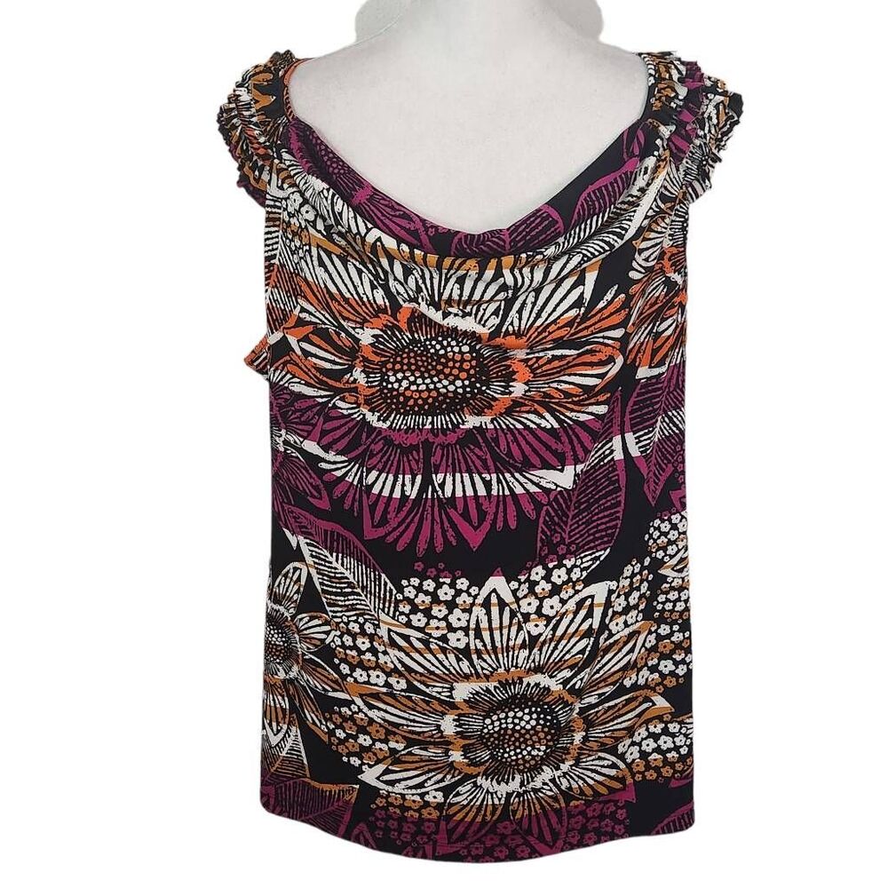 East 5th Colorful Cowl Neck Top Size Petite XL Multi-Color Sleeveless Blouse